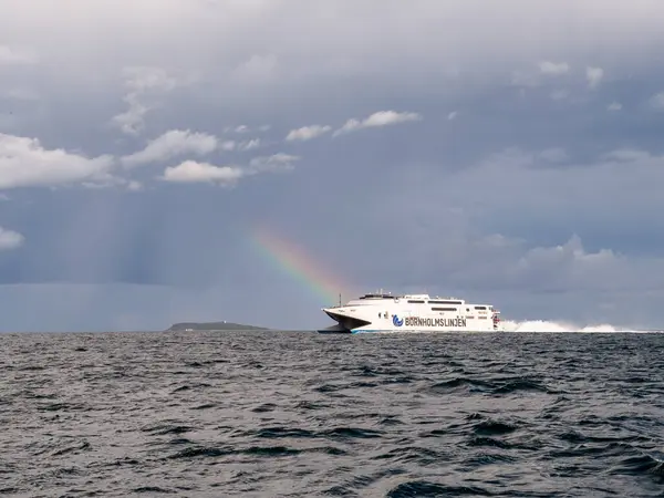 Kattegat Denmark Sep 2023 High Speed Ferry Crossing Kattegat Rainbow — Stock Photo, Image