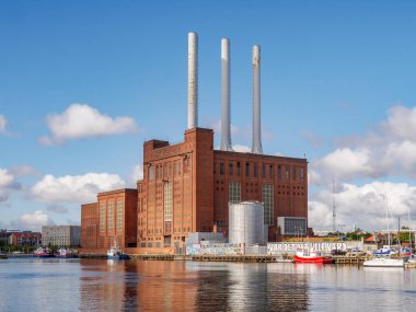 Kopenhag, Danimarka - 12 Ağustos 2024: Svanemollevaerket İlçe Isıtma Tesisi, Teknik Müze 'nin gelecekteki evi, Nordhavn Bölgesi