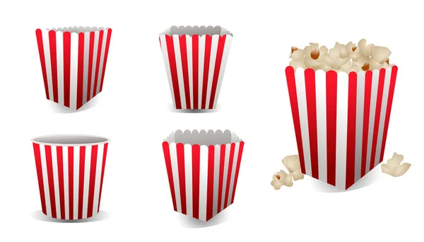 Snacks Cinéma Pop Corn Dans Une Boîte Papier Rayé — Image vectorielle