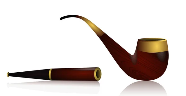 Pipe Tabac Réaliste Isolé Sur Fond Blanc — Image vectorielle
