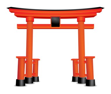 Gerçekçi Japon kapısı beyaza izole edilmiş.