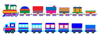 Tren karikatür oyuncağının çizimi izole edildi. 