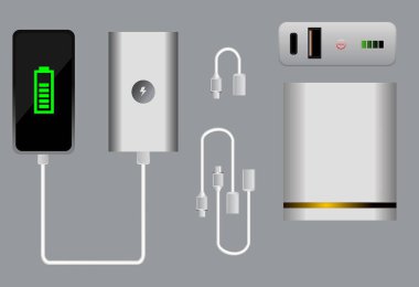illustration of realistic charger smartphone isolated