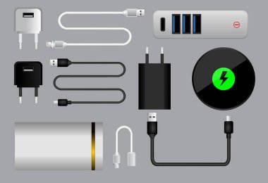 illustration of realistic charger smartphone isolated
