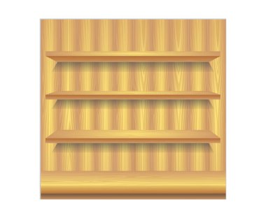  İzole edilmiş ahşap boş rafların çizimi