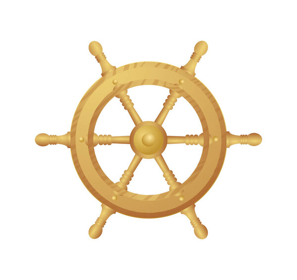 illustration of luxury ship steering wheel isolated
