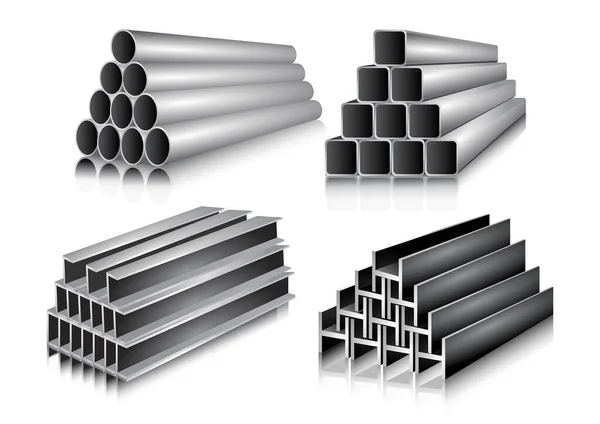 Ilustracja Stosu Rur Metalowych Izolowanych Białym Tle — Wektor stockowy