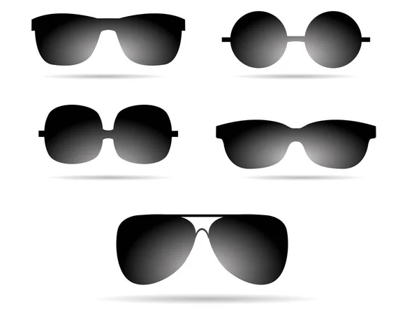 Silhouettes Noires Lunettes Soleil Style Rétro — Image vectorielle