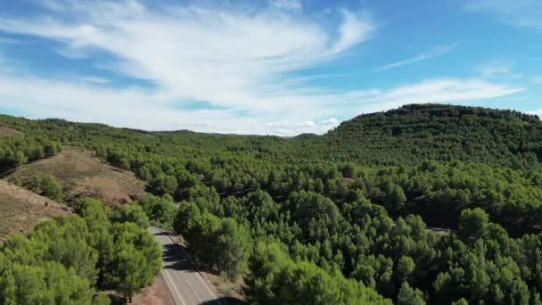Drone Aérien Route Montagne Épique Espagne Beau Paysage Vert Dans — Video