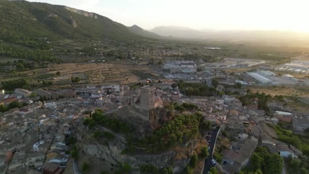 Letecký Dron Vystřelen Starověkém Castell Biar Neuvěřitelná Španělská Architektura Jižním — Stock video