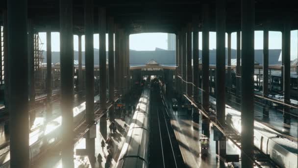 Dworzec Centralny Atocha Godzinach Porannych Fascynująca Architektura Nowoczesnym Węźle Kolejowym — Wideo stockowe