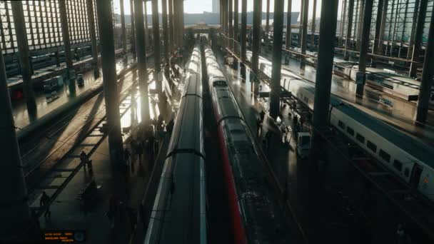 Gare Centrale Dans Grande Ville Matin Vue Pont Train Grande — Video
