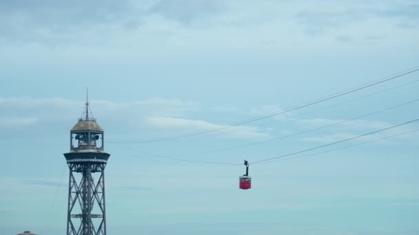Funicular Γόνδολα Κινείται Γρήγορα Κατά Μήκος Ropeway Προς Άνω Σημείο — Αρχείο Βίντεο