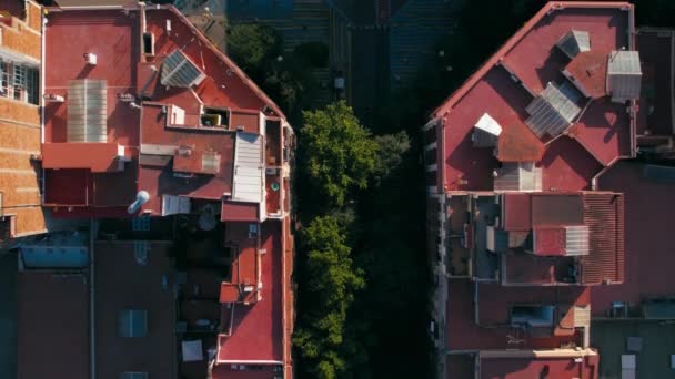 Pohled Shora Dolů Drone Pohled Charakteristické Mřížky Stavební Bloky Chafered — Stock video