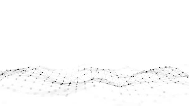白い背景に接続されたドットと線でダイナミックな波 デジタル波背景概念 抽象技術の背景 ビッグデータ可視化 3Dレンダリング — ストック動画