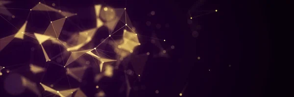 Абстрактный Геометрический Фон Соединением Золотых Точек Линий Абстрактный Темный Цифровой — стоковое фото