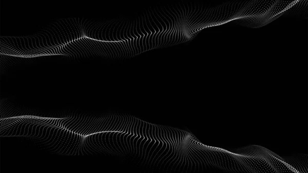Doppelte Welle Von Teilchen Digitaler Wellenhintergrund Abstrakter Technologischer Hintergrund Visualisierung — Stockvektor
