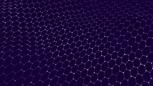 Futuristiska Hexagon Dynamisk Våg Lila Bakgrund Futuristiska Honeycomb Koncept Digitalt — Stock vektor