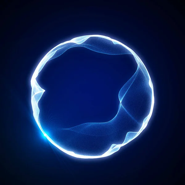 stock image Spherical equalizer for music. Round sound wave of particles. Musical abstract blue background. 3D rendering.