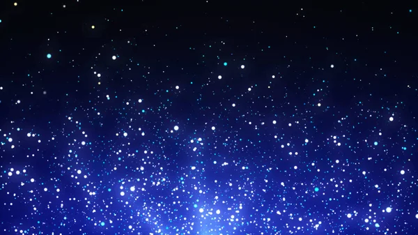 魔法の塵粒子の落下の背景 要約クリスマスの概念 青い粒子のエネルギーの流れ 3Dレンダリング — ストック写真