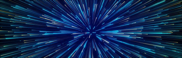 宇宙空间中的光线 爆炸效果 未来数据流 科幻运动壁纸 3D渲染 — 图库照片