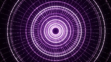 Mor arka planda soyut dinamik kablo tüneli. Geleceğin 3 boyutlu portalı. Fütürist parçacık akışı. 3d oluşturma.
