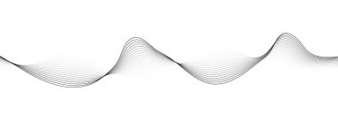 Beyaz zemin üzerinde siyah, soyut bir dalga. Dinamik ses dalgası. Tasarım elemanı. Vektör illüstrasyonu.