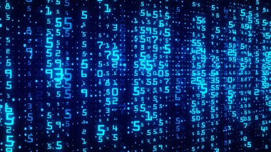 Dijital arkaplan mavi matrisi. Kodlama ya da hackleme konsepti. Soyut veri kavramı. 3d oluşturma.