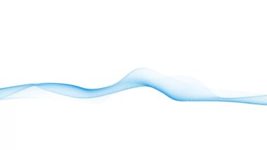 Abstract dynamic smooth wave. Sound wave concept. Futuristic particle flow on a white background. Digital impulse equalizer technology. 3D rendering.