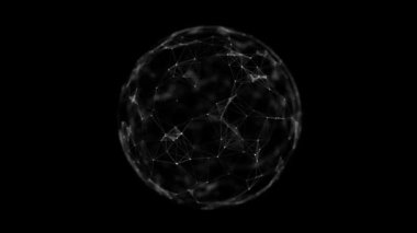 Küre, noktalardan ve çizgilerden oluşur. Ağ bağlantısı yapısı. Büyük veri görselleştirmesi. 3d oluşturma.