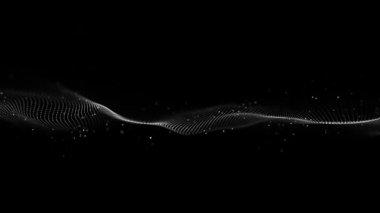 Abstract dynamic smooth wave. Sound wave concept. Futuristic particle flow on a white background. Digital impulse equalizer technology. 3D rendering.