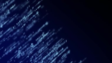 Dijital arkaplan mavi matrisi. Kodlama ya da hackleme konsepti. Rastgele sayı akışı. 3B görüntüleme.