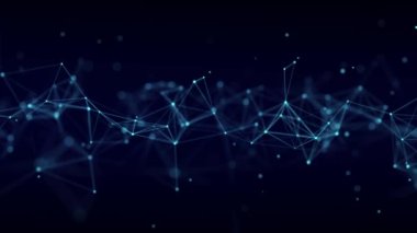 Gelecekçi küresel ağ bağlantı yapısı. Siber güvenlik dijital veri akışı. Bilim geçmişi konsepti. 3B görüntüleme.