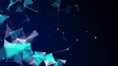 Noktalar ve çizgilerle soyut geometrik arkaplan. Soyut mavi dijital arkaplan. Ağ konsepti. Bileşikli büyük veri kompleksi. 3B görüntüleme.