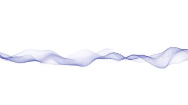 Abstract dynamic smooth wave. Sound wave concept. Futuristic particle flow on a white background. Digital impulse equalizer technology. 3D rendering.