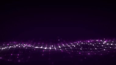 Noktalar ve çizgiler birbirine bağlı dinamik dalgalar. Dijital dalga arka plan kavramı. Soyut teknoloji geçmişi. Büyük veri görselleştirmesi. 3B görüntüleme.