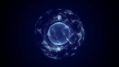 Futuristic sphere made of particles. Flow of atoms in cyberspace. Space energy concept. 3D rendering.