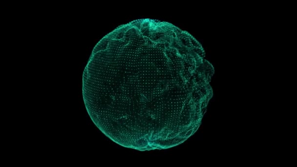 Futuristische Grüne Kugel Aus Teilchen Globale Netzwerkverbindungsstruktur Visualisierung Von Big — Stockvideo