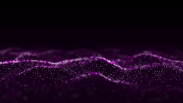 Dynamic Purple Particle Wave Futuristic Point Wave Flow Digital Structure — Stock Video