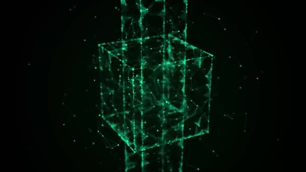 技术区块链概念 可视化的动态流动的加密货币行业 大数据流连接 网络连接结构 3D渲染 — 图库视频影像