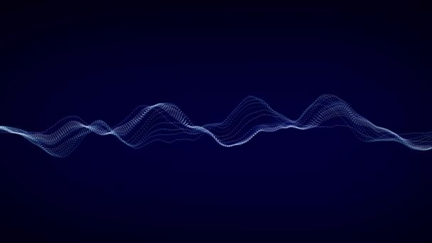 Dynamická Zvuková Vlna Hudební Částice Pulzují Koncept Modrého Toku Energie — Stock video