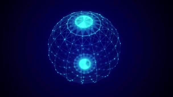 球体由点和线组成 网络连接结构 大数据可视化 3D渲染 — 图库视频影像