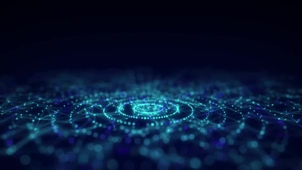 颗粒循环流动的蓝色背景 数字网络空间 网络连接结构 3D渲染 — 图库视频影像