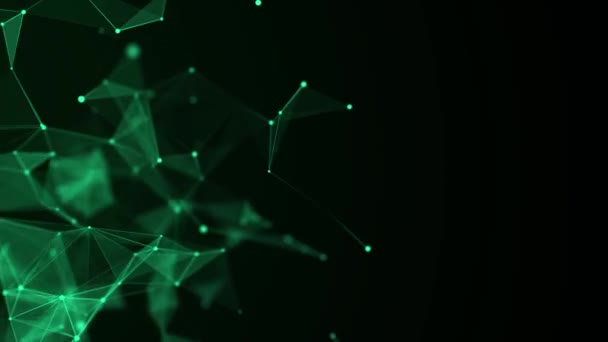 Futuristische Geometrische Stroming Met Verbindingspunten Lijnen Abstracte Groene Digitale Achtergrond — Stockvideo