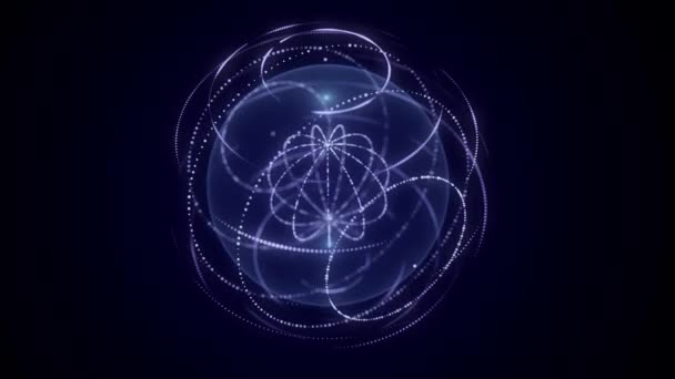 Futuristic Sphere Made Particles Flow Atoms Cyberspace Space Energy Concept — Vídeo de stock