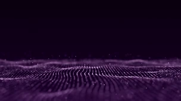 Dynamic Purple Particle Wave Futuristic Point Wave Flow Digital Structure — 图库视频影像