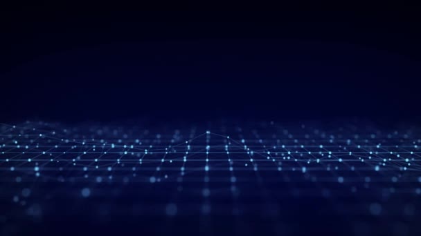 Futuristic perspective grid in digital cyberspace. Flow of binary code. Network connection structure. 3D rendering.