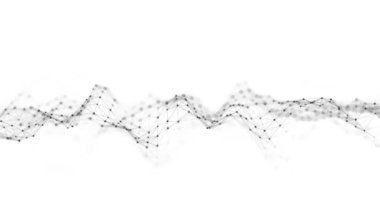 Dinamik dalga, beyaz arka planda birbirine bağlı noktalar ve çizgiler. Dijital dalga arka plan kavramı. Soyut teknoloji geçmişi. Büyük veri görselleştirmesi. 3B görüntüleme.