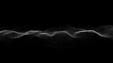 Abstract dynamic smooth wave. Sound wave concept. Futuristic particle flow on a white background. Digital impulse equalizer technology. 3D rendering.