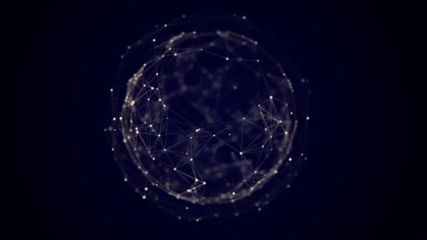 Футуристическая Сфера Состоит Точек Прямых Структура Сетевого Соединения Большая Визуализация — стоковое видео